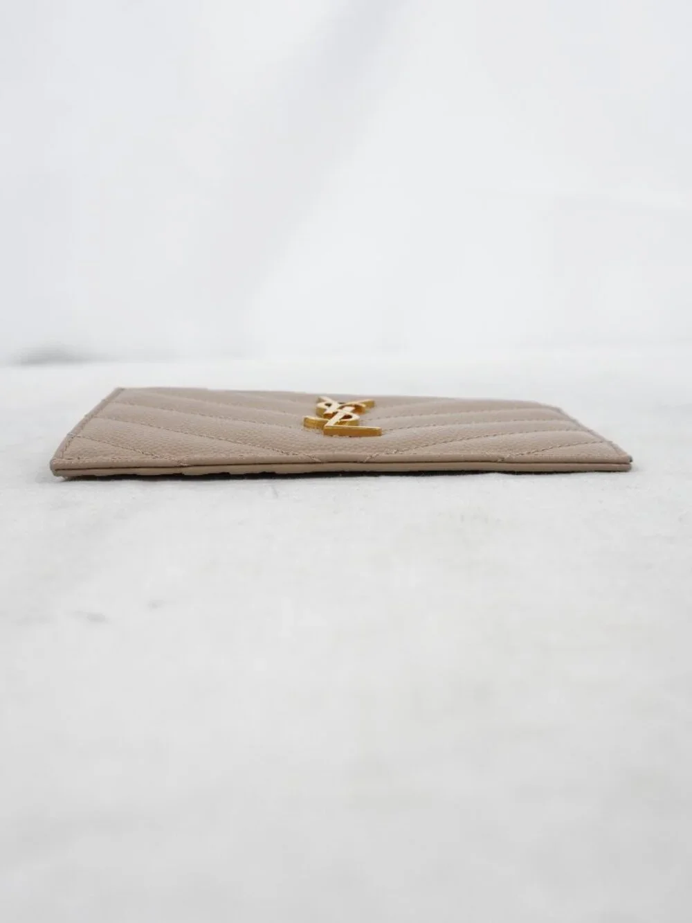 Saint Laurent Cassandre Matelasse Fragments Card Case Wallet In Dark Beige - NWT - Picture 5 of 11